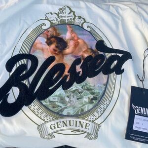 Nui White Graphic Tee with Angelic Design